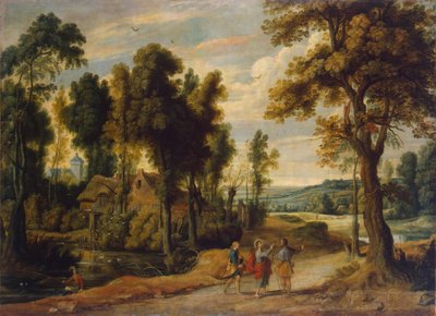 Landschaft mit Christus und seinen Jüngern auf dem Weg nach Emmaus von Jan Wildens